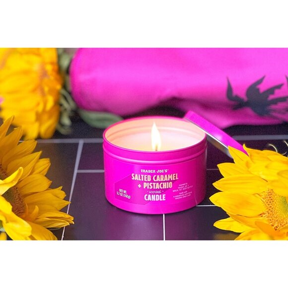 2X - Trader Joes Salted Caramel & Pistachio Scented Candle 5.7 Oz Tin - Picture 2 of 2
